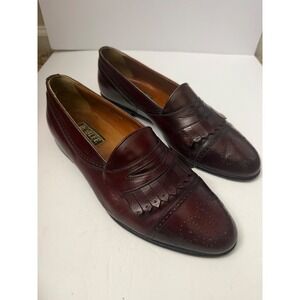 Roblee Executive Mens Burgundy Leather Kiltie Loafer Wingtip Brogue Italy 10.5 M